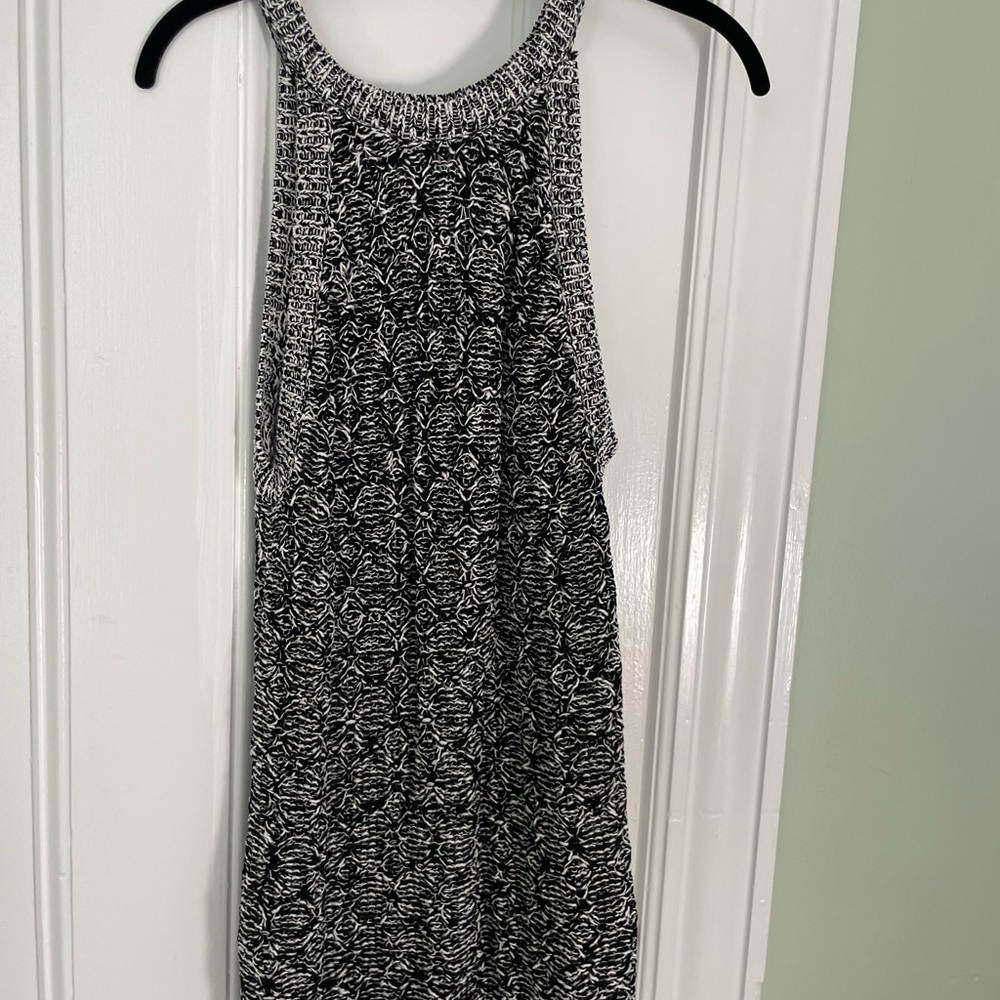 Black & white halter sweater tank
